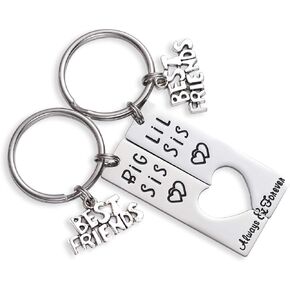 LParkin Big Sis Lil Sis Keychain Set Big Sister Little Sister Best Friends Keyring Sister Gifts From Sister