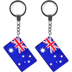 Australia Flag Keychain Australian Key Ring (2 Pack)