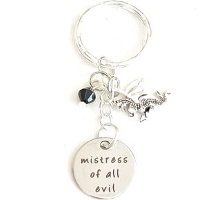Mistress of all Evil Maleficent Inspired Accessories Sleeping Beauty Silver Charm Keychain Gift for the Beautiful Villain Halloween Costume Party Favor | Merchandise for Women