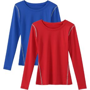 Ukaste Women's Compression Performance Shirts Long-Sleeve Quick Dry Workout Running T-Shirt, Pack of 2 in Kuwait