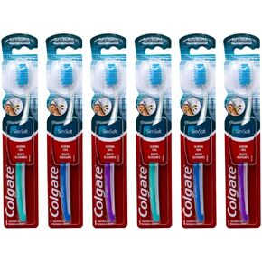Colgate Slim Soft Toothbrush, Gliding Tips, Compact Soft (Colors Vary) - Pack of 6