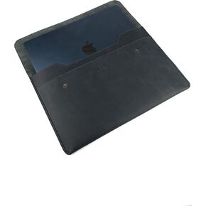 حافظة ماك بوك اير 13 بوصة من الجلد الطبيعي 100% مصنوعة يدويًا/حقيبة ماك بوك اير 13 بوصة (أسود) in Kuwait