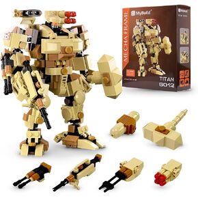 MyBuild Mecha Frame Titan - Toy Building Sets Mecha 6 Inches, Build Robot Mech, Adjustable Action Poses, All Major Building Bricks Compatible, for Mech Fans