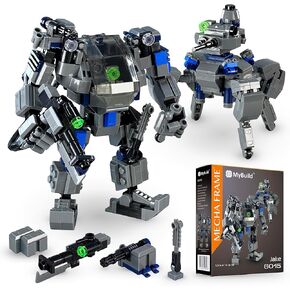 MyBuild Mecha Frame Titan - مجموعات بناء الألعاب Mecha 6 بوصات، بناء روبوت ميكانيكي، أوضاع عمل قابلة للتعديل، جميع مكعبات البناء الرئيسية المتوافقة، لمحبي Mech