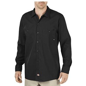 Dickies Occupational Workwear LL535BK Polyester/Cotton Men's Long Sleeve Industrial Work Shirt, Black