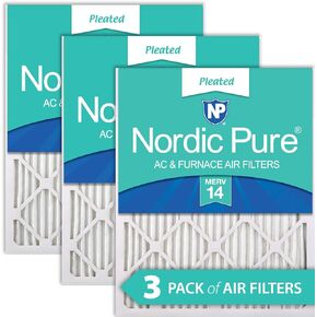 Nordic Pure 14x20x1 (13 1/2 x 19 1/2 x 3/4) Pleated MERV 14 Air Filters 3 Pack