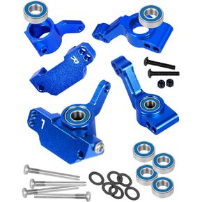 RC Aluminum Caster Block&Steering Blocks&Rear Stub Axle Carriers Upgrades Parts for 1/10 Slash Stampede Rustler VXL 2WD/Nitro Slash,w/Bearing,Red