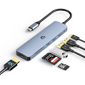 TOTU 7-in-1 USB C Hub with 4K HDMI, Multiport USB C Adapter Featuring 3 USB 3.0 Ports, 100W PD, SD/TF Compatibility, Ideal for MacBook, Surface Pro/Go, iPad Pro/Air, Laptops and Other Type C Devices