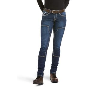 Ariat Female Rebar DuraStretch Riveter Double Front Straight Jean Camden Wash 32