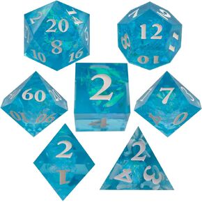 DND dice Set Sharp Resin dice Tabletop Game RPG7Pcs polyhedral dice Role-Playing dice Accessories MTG D4 D6 D8 D10 D10% D12 D24dice Set Free dice Bag Purple Blue