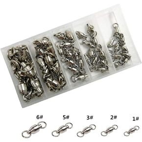 50 قطعة/صندوق محمل كروي لصيد الأسماك مع حلقات ملحومة مزدوجة، 42 رطل ~ 167 رطل، موصلات دوارة لصيد الأسماك عالية القوة لصيد الأسماك في المياه المالحة، مقاس 1 #، 2 #، 3 #، 5 #، 6 # in Kuwait