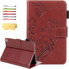 8" Kindle Fire HD 8 Tablet 2020 Release (10th Generation) & Fire HD 8 Plus 2020 (10th Gen) Case with Pencil Holder Pockets [Auto Wake/Sleep] Folio Stand Smart PU Leather Cover, Purple Flower