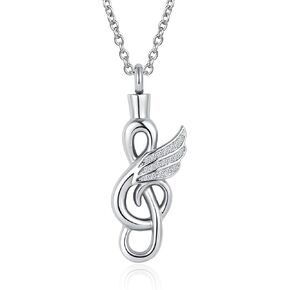 Music Note Cremation Jewelry for Ashes Clef Musical Note Urn Necklace for Human Ashes Keepsake Memorial Jewelry Gift, UR-25_Music