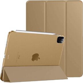 DuraSafe Cases for iPad PRO 11 Inch 2nd [ PRO 11 2020 2 Gen ] A2228 A2068 A2230 A2231 Trifold Hard Smart PC Translucent Back Cover - Brass Golden