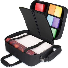 USA Gear XL Magic The Gathering MTG Deck Box Bag Travel Case - Large MTG Card Storage Bag with Padded Shoulder Strap, Customizable Interior, Weather Resistant - Fits Deck Boxes & Sleeved Cards - Blue