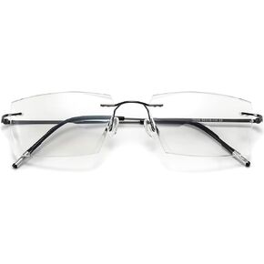 Bifocal Reading Glasses For Men Women Rimless Blue Light Blocking Glasses Diamond Cut Readers Titanium Eyeglasses