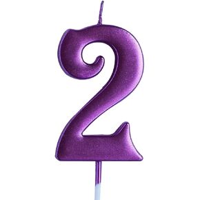 Pink 2rd Birthday Candle, Number 2 Years Old Candles Cake Topper, Girl Party Decorations, Supplies