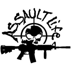 Assault Life Skull Target Gun Weapon - Sticker Graphic - Auto, Wall, Laptop, Cell, Truck Sticker for Windows, Cars, Trucks
