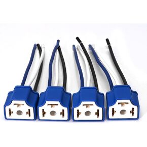4Pcs Wiring Harness Headlight Ceramic Socket Connector for Boat Car Truck Marine Headlight Fog Light, Replace H4 HB2 9003