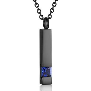 Inlay Multi-Colored Crystal Bar Memorial Urn Necklaces for Cremation Ashes Stainless Steel Keepsake Jewelry