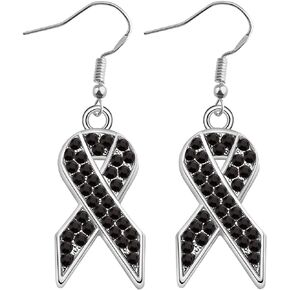 CHOORO Melanoma Cancer Awareness Earrings Black Ribbon Survivor Gift Skin Cancer Survivor Narcolepsy Awareness Encouragement Gift Carcinoid Cancer Support Gift