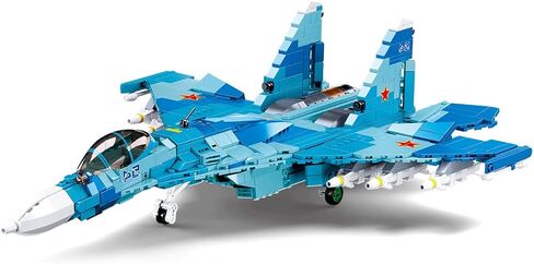 مجموعة مكعبات بناء طائرة عسكرية مقاتلة من DAHONPA Su-27 مع شكل، 1040 قطعة من لعبة مكعبات بناء القوة الجوية، هدية للأطفال والكبار. in Kuwait