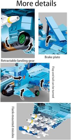مجموعة مكعبات بناء طائرة عسكرية مقاتلة من DAHONPA Su-27 مع شكل، 1040 قطعة من لعبة مكعبات بناء القوة الجوية، هدية للأطفال والكبار. in Kuwait