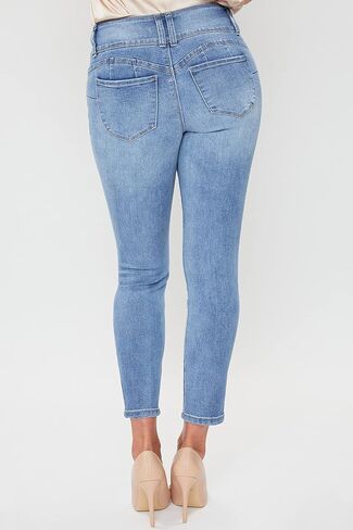 Royalty Women's Petite Wannabettabutt 3 Button Skinny Ankle Jean with Recycled Fiber in Saudi Arabia