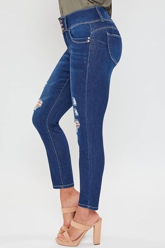 Royalty Women's Petite Wannabettabutt 3 Button Skinny Ankle Jean with Recycled Fiber in Saudi Arabia
