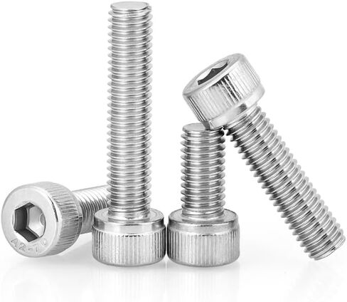 مسامير M6x55mm، 25 قطعة M6-1.0x55mm براغي غطاء رأس المقبس، بقعة آلة من الفولاذ المقاوم للصدأ، محرك مقبس ألين، خيط كامل، لمسة نهائية لامعة، الكمية 25 in Kuwait