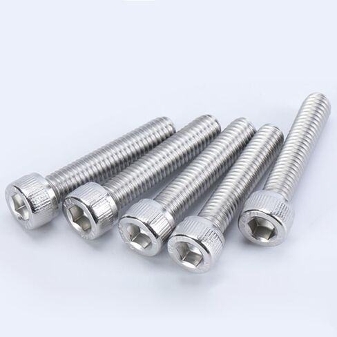 مسامير M6x55mm، 25 قطعة M6-1.0x55mm براغي غطاء رأس المقبس، بقعة آلة من الفولاذ المقاوم للصدأ، محرك مقبس ألين، خيط كامل، لمسة نهائية لامعة، الكمية 25 in Kuwait