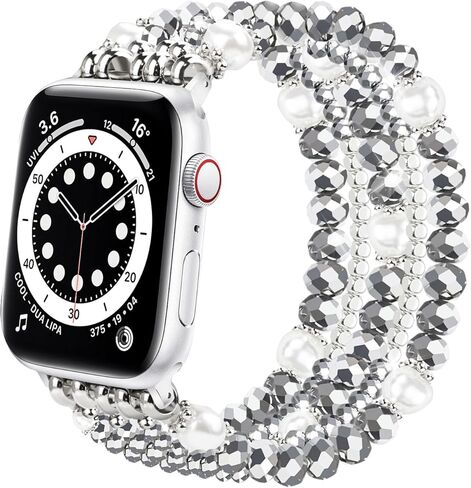 سوار مطرز متوافق مع سوار ساعة Apple مقاس 38 مم 40 41 42 44 45 49 مم للنساء، بديل سوار iWatch الأنيق والعصري المتوافق مع سلسلة iWatch SE 9 8 7 6 5 4 3 2 1 in Kuwait