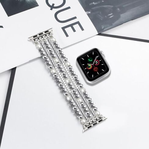 سوار مطرز متوافق مع سوار ساعة Apple مقاس 38 مم 40 41 42 44 45 49 مم للنساء، بديل سوار iWatch الأنيق والعصري المتوافق مع سلسلة iWatch SE 9 8 7 6 5 4 3 2 1 in Kuwait