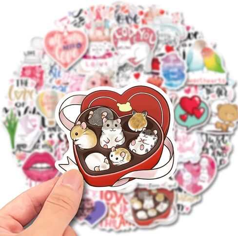 50 Pcs Love Stickers | I Love You Waterproof Vinyl Stickers for Bike Water Bottles Laptop Bicycle Refrigerator Cup Luggage Computer Mobile Phone Skateboard Decals in Saudi Arabia