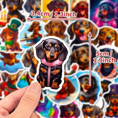 50 قطعة من ملصقات Kawaii Dachshund لزجاجة المياه، ملصقات لطيفة للكلاب مضادة للماء لقارورة مائية والكمبيوتر المحمول والهاتف، وقصاصات القصاصات، ولوح التزلج، حزمة ملصقات حيوانات من الفينيل الجمالية للأطفال المراهقين in Kuwait