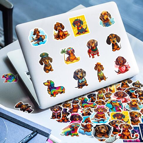 50 قطعة من ملصقات Kawaii Dachshund لزجاجة المياه، ملصقات لطيفة للكلاب مضادة للماء لقارورة مائية والكمبيوتر المحمول والهاتف، وقصاصات القصاصات، ولوح التزلج، حزمة ملصقات حيوانات من الفينيل الجمالية للأطفال المراهقين in Kuwait