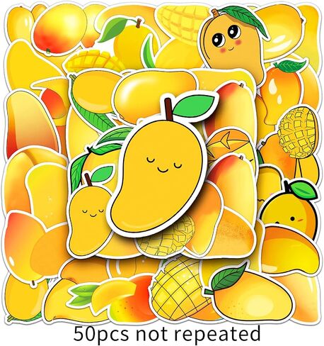 Mango Stickers for Teens Kids Boys Girls,50Pcs Gift Stickers Pack for Laptop Skateboard Luggage Car Bike Cup Computer Water Bottle Decor,Cute Kawaii Mango Vinyl Waterproof Sticker Decals in Saudi Arabia
