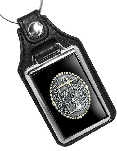 الصلاة كاوبوي راكع مع الحصان المفاتيح مفتاح حامل فو الجلود حلقة رئيسية للرجال الثقيلة سيارة كيرينغ للرجال والنساء in Kuwait