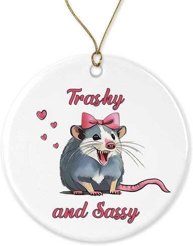 Trashy and Sassy Opossum Funny Christmas Tree Holiday Ornament - Keepsake - Ceramic Ornament - Gift Idea - Xmas Tree Printed on Both Sides in Saudi Arabia