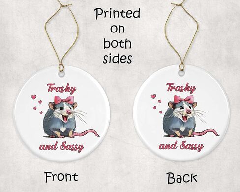 Trashy and Sassy Opossum Funny Christmas Tree Holiday Ornament - Keepsake - Ceramic Ornament - Gift Idea - Xmas Tree Printed on Both Sides in Saudi Arabia