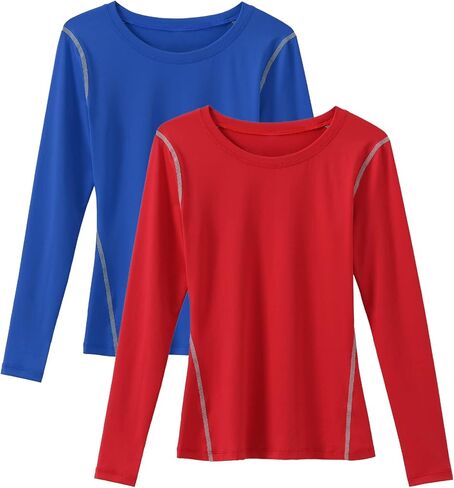 Ukaste Women's Compression Performance Shirts Long-Sleeve Quick Dry Workout Running T-Shirt, Pack of 2 in Kuwait