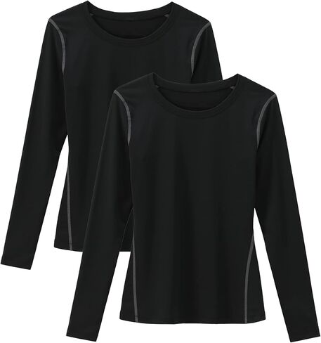 Ukaste Women's Compression Performance Shirts Long-Sleeve Quick Dry Workout Running T-Shirt, Pack of 2 in Saudi Arabia