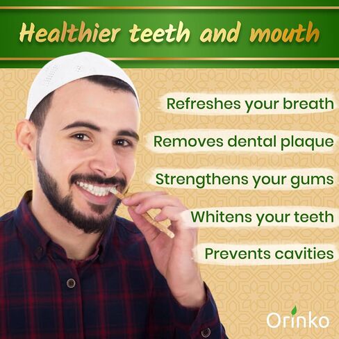 5 Miswak Sticks for Teeth + Protection Holder - 100% Natural Miswak Toothbrush - Cleaning, Disinfecting and Whitening - Salvadora Persica Stick Ecological, Biodegradable and Vegan - Ebook Provided in Saudi Arabia
