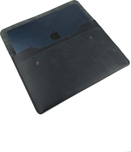 حافظة ماك بوك اير 13 بوصة من الجلد الطبيعي 100% مصنوعة يدويًا/حقيبة ماك بوك اير 13 بوصة (أسود) in Kuwait