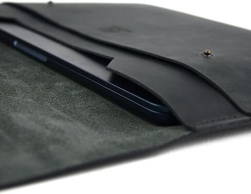 حافظة ماك بوك اير 13 بوصة من الجلد الطبيعي 100% مصنوعة يدويًا/حقيبة ماك بوك اير 13 بوصة (أسود) in Kuwait