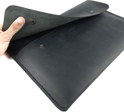 حافظة ماك بوك اير 13 بوصة من الجلد الطبيعي 100% مصنوعة يدويًا/حقيبة ماك بوك اير 13 بوصة (أسود) in Kuwait