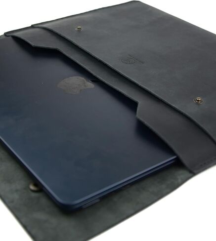 حافظة ماك بوك اير 13 بوصة من الجلد الطبيعي 100% مصنوعة يدويًا/حقيبة ماك بوك اير 13 بوصة (أسود) in Kuwait