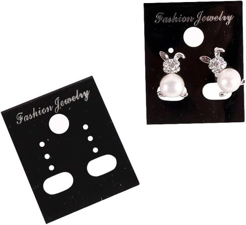200 Pcs Plastic Earring Display Cards Ear Stud Holder Cards Hanging Earring Cards Earring Studs Packaging Card for Jewelry Selling Black in Saudi Arabia