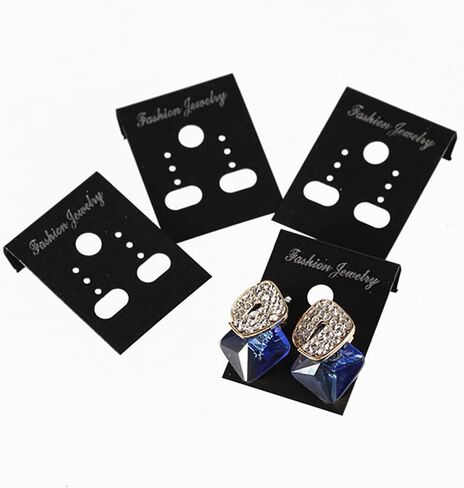 200 Pcs Plastic Earring Display Cards Ear Stud Holder Cards Hanging Earring Cards Earring Studs Packaging Card for Jewelry Selling Black in Saudi Arabia