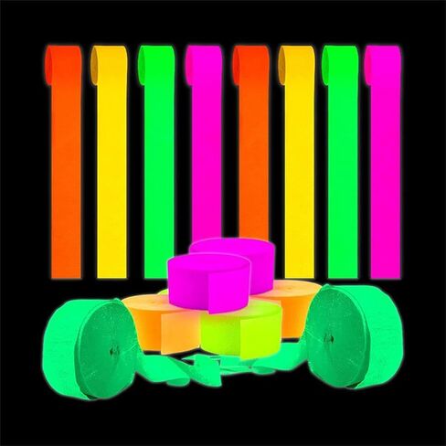8 Rolls 82 feet Fluorescent Crepe Paper Craft Streamers Hanging Decorationsfor Various Birthday Party Wedding Festival Party Decorations, 4 Colors,4.5cm*25m in Saudi Arabia